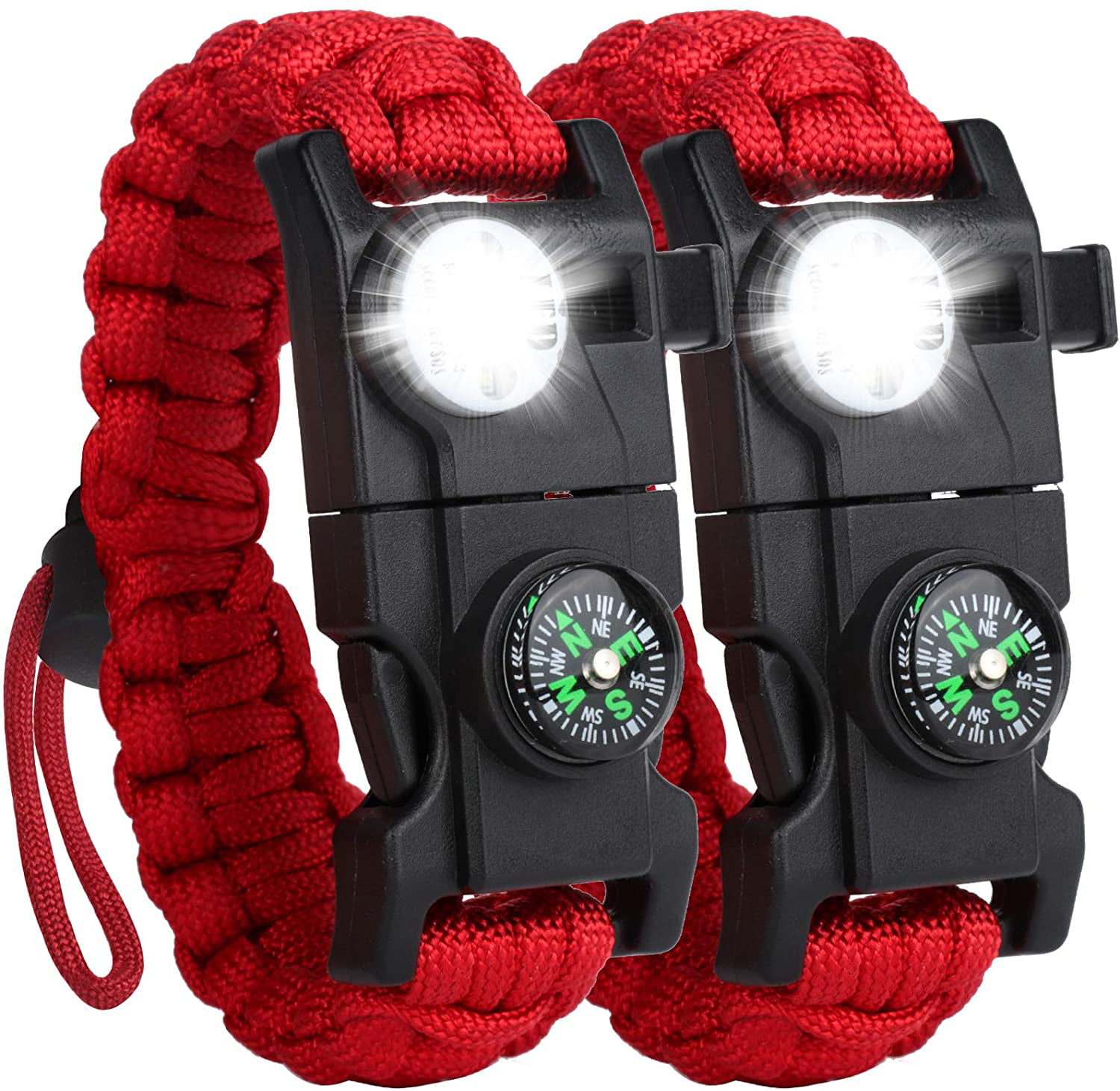 20 in1 Survival Whistle Gear Tool Kit Flint Fire Compass Paracord Bracelet SOS 