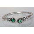 thumbnail image 4 of Sunsoul By Touchstone Indian Bollywood Handcrafted Exemplary Dotted Braids Green Onyx Designer Jewelry Openable Bracelet In Oxidized Silver Tone For Women, 4 of 6