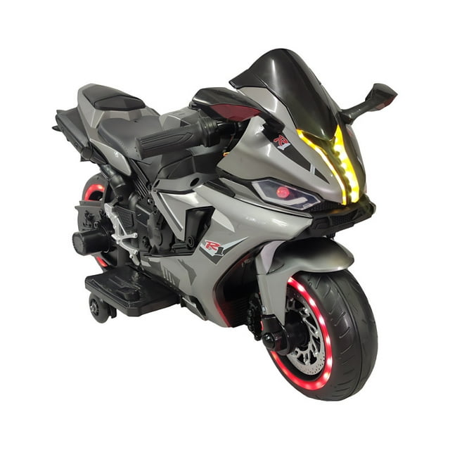 Moto Montable para Niños Electrica The Baby Shop - 628 Luz LED 12V Gris -