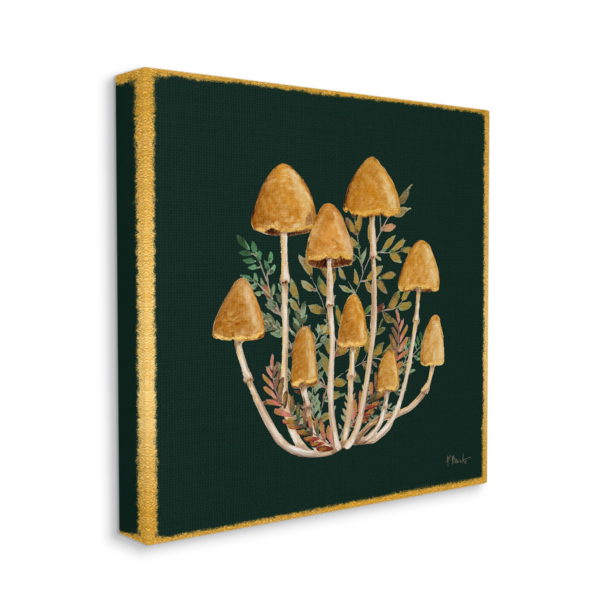 Stupell Industries Mushrooms & Leaves Nature Botanical & Floral Painting Gallery Wrapped Canvas Print Wall Art, 30 x 30
