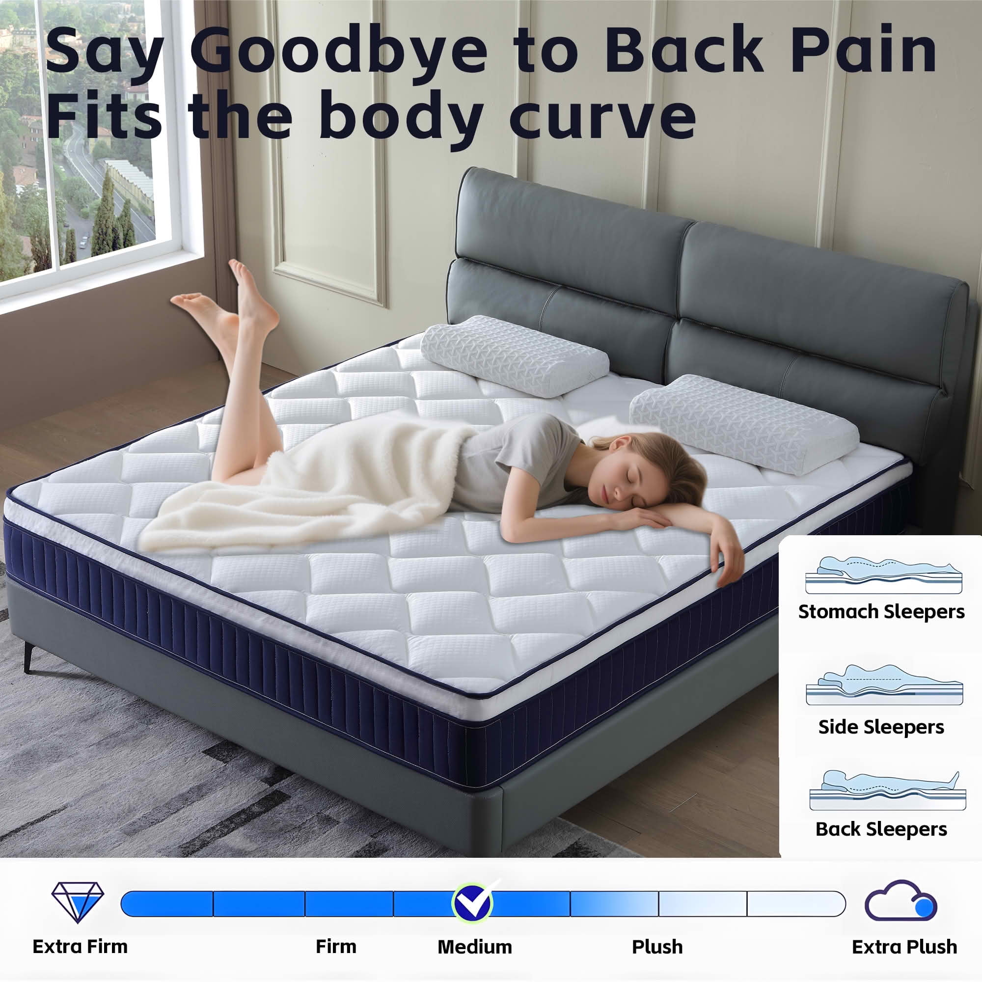 MAYEERTY 10 Inch Plush Hybrid Mattress in a Box, Memory Foam Pocket Spring, CertiPUR-US Certified
