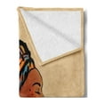 thumbnail image 2 of African Soft Flannel Fleece Throw Blanket, Woman Exotic Feather Earring and Scarf Zulu Hippie Artwork, Cozy Plush for Indoor and Outdoor Use, 70" x 90", Caramel and Marigold, by Ambesonne, 2 of 5