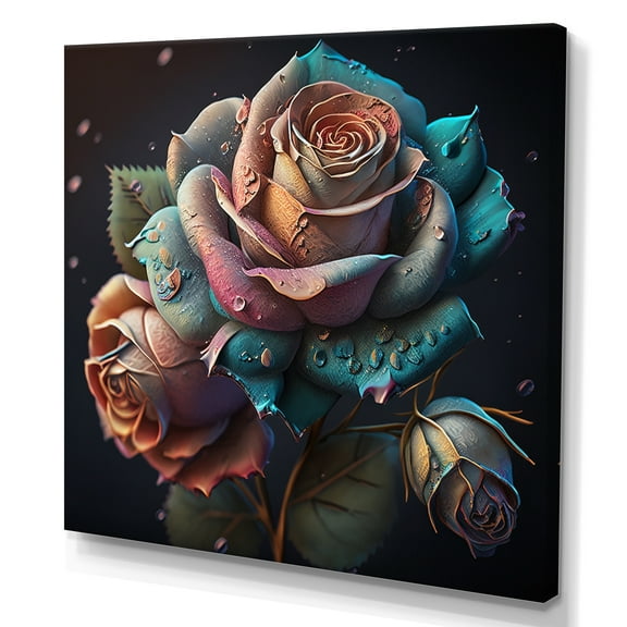 Designart Multicolor Hyperrealistic Roses Canvas Wall Art