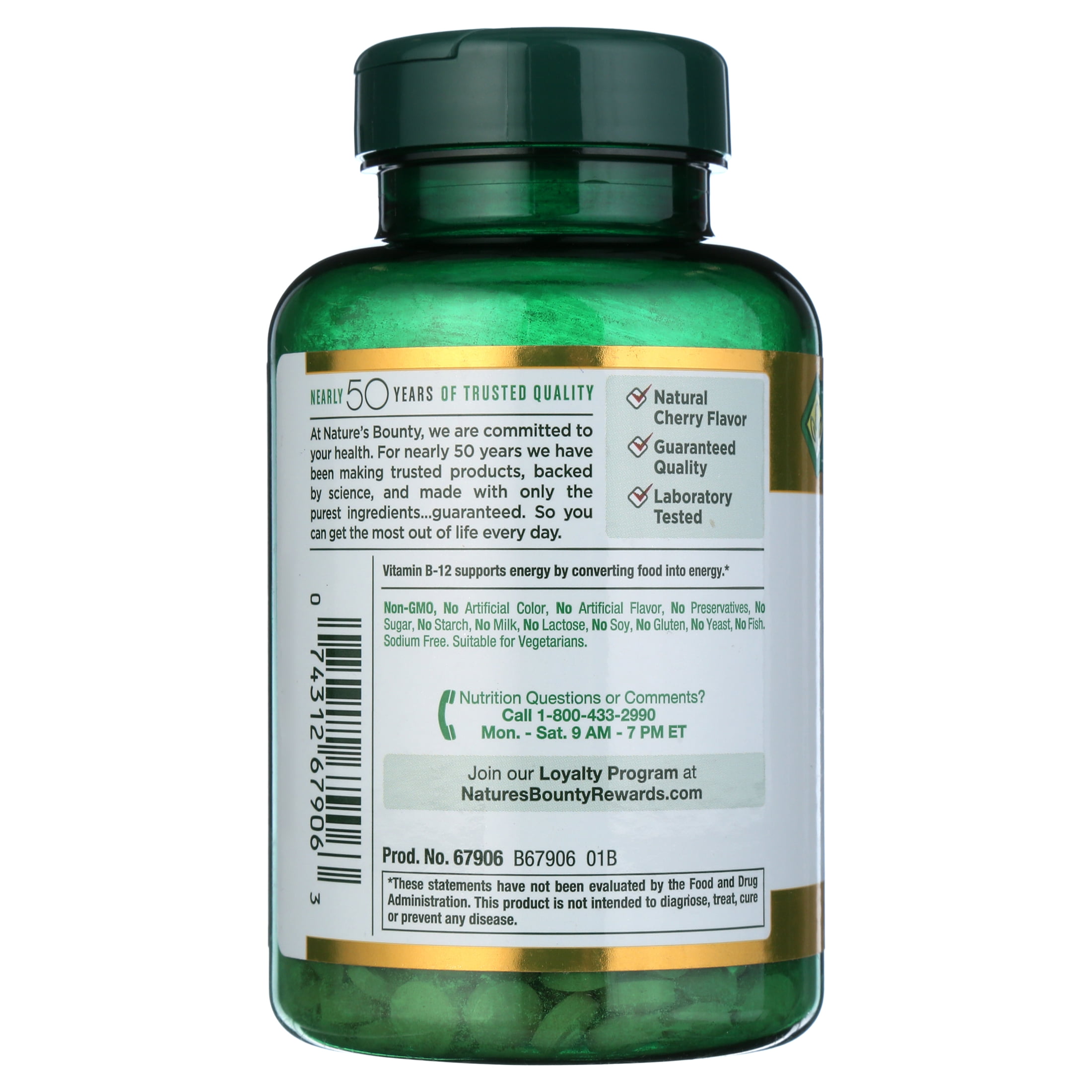 Nature's Bounty Vitamin B-12 2500 mcg, Quick Dissolve Tablets, Cherry  Flavor, 300 Count - Walmart.com