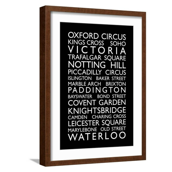 Art.com London Bus Roll (Bus Blind) Art Print by Michael Tompsett, Brown Frame Wall Art, 17" x 23"