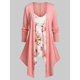 thumbnail image 1 of Camiseta de Pañuelo de Estampado Floral de Talla Grande Rosegal  Mangas largas de talla grande, 1 of 5