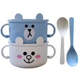thumbnail image 1 of Cuencos irrompibles SnugglyBites para bebés y niños pequeños con cuchara, color azul, 1 of 9