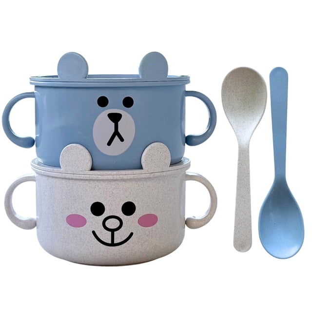 Cuencos irrompibles SnugglyBites para bebés y niños pequeños con cuchara, color azul