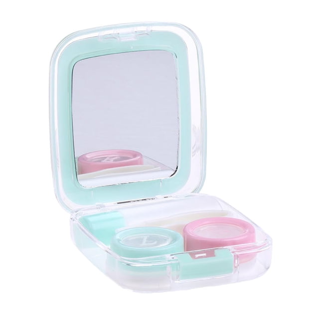 1 Pza de Organizador con Espejo Travel Safety - Verde, se describe Colcomx Caja de lente de contacto