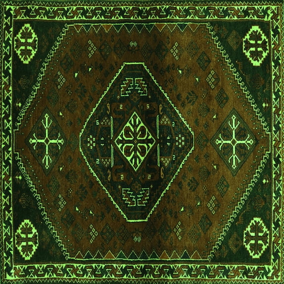 Ahgly Company Indoor Square Persian Green Traditional Area Rugs, 4' Square