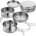 thumbnail image 3 of 4 PCS Camping Cookware Set, Portable Lightweight Stainless Steel Pots with Storage Bag, Stackable Cooking Pot Pan Plate Set for Mountaineering, Hiking, Picnic, Outdoor Activities, 3 of 6