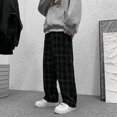 thumbnail image 1 of Pantalones informales a cuadros a la moda para primavera y otoño, pantalones de pana Vintage Ins de calle alta para hombre, pantalones holgados de pierna ancha, 1 of 4
