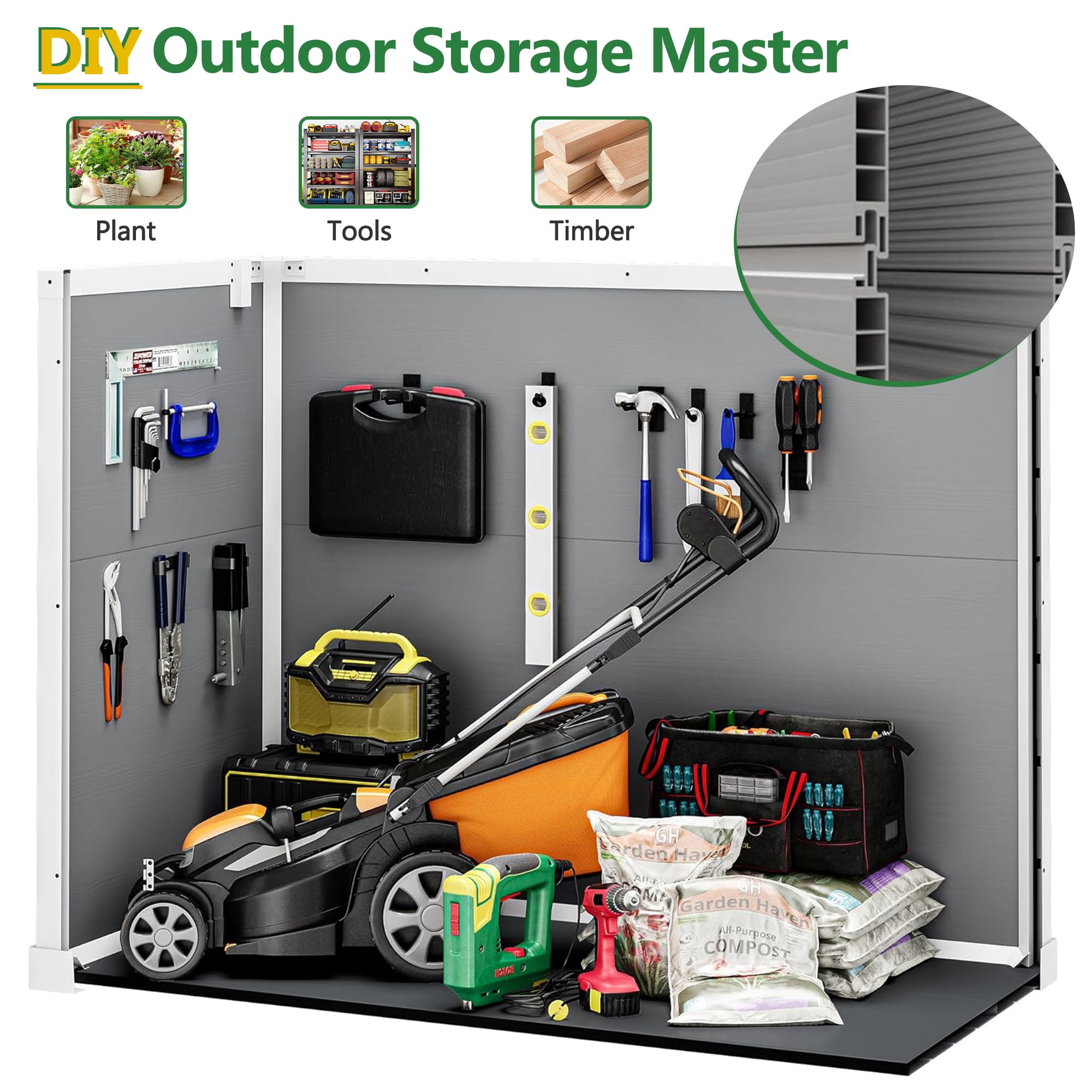 306GAL Outdoor Storage Box, 1170L Patio Deck Box and Resin Shed, Waterproof Storage Cabinet  for Garden Tool Garbage Cans, 3 Doors, Quick Assembly