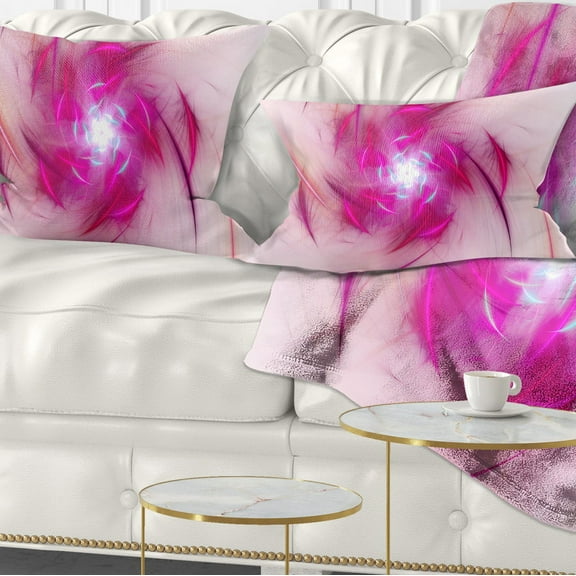 Designart Purple Fractal Nuclear Reaction - Floral Throw Pillow - 12x20