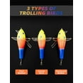 thumbnail image 4 of BLUEWING 36in Upgraded Fishing Spreader Bar Port Canyon with 6in Floating Squids, Trolling Birds, Big Game Trolling Lure and 316 Stainless Steel Rod for Wahoo Tuna Marlin Mahi Mahi, Rainbow, 4 of 9