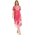 thumbnail image 5 of Sakkas Bree Long Embroidered Cap Sleeve Marbled Dress - Orchid - One Size Regular, 5 of 5