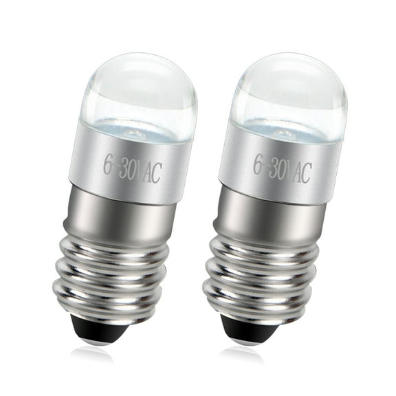 Ruiandsion E10 LED Torches Replacement Bulb AC 6-30V 6000K White,Non-Polarity for Flashlights & Equipment,Pack of 2