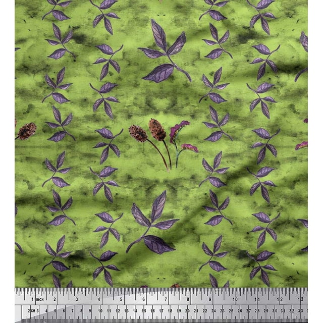 Soimoi Tissu Popeline de Coton Feuilles Imprimés au Mètre 42 Pouces de Large