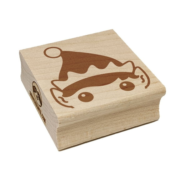 Peeking Elf Christmas Square Rubber Stamp Stamping Scrapbooking Crafting - Small 1.25in