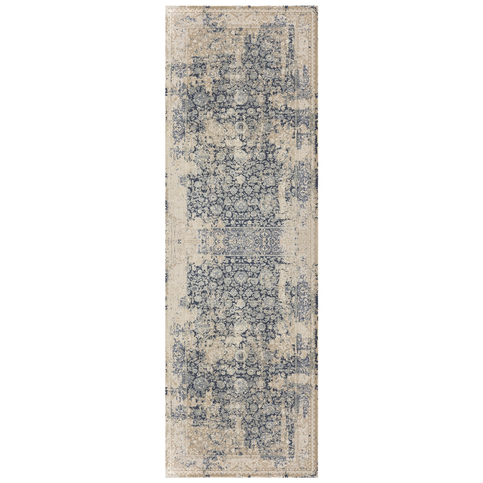 Ox Bay Dallas 2' x 7' Blue Floral Premium Ultra-Soft Indoor Area Rug