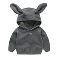 thumbnail image 2 of Toddler Baby Cute Cartoon Patchwork Rabbit Ear Hooded Sweatshirt Top, 2 of 3