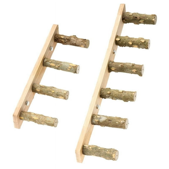 2PCS 4/6 Steps Wood Ladder Pet Interactive Bird Parrot Toy for Hamster Cage Grinding Stick Climbing