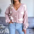 thumbnail image 4 of Cárdigan de Punto Informal y Elegante con Estampado de Nubes para Mujer, con Botones Delanteros, Larga y Cuello en V. Rosa S, 4 of 10