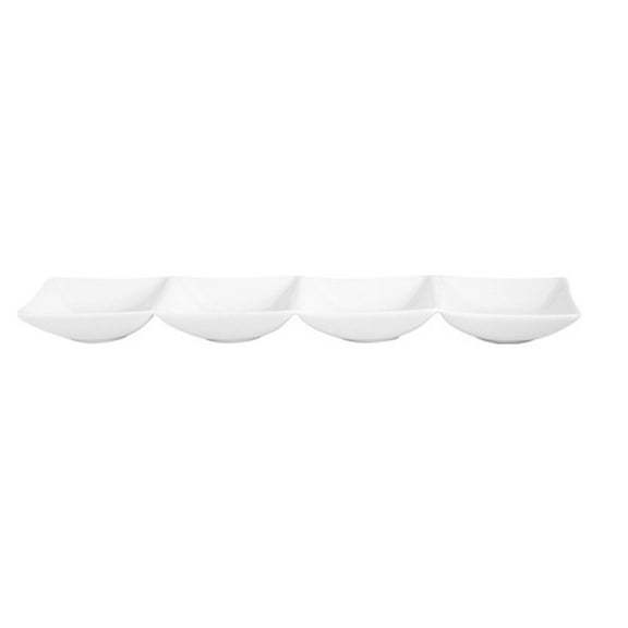 Turgla Porcelain Hong Kong 13.25" x 3.25" Rectangular White Porcelain Sectional Plate (Set of 12) (HKG33X8ST00)