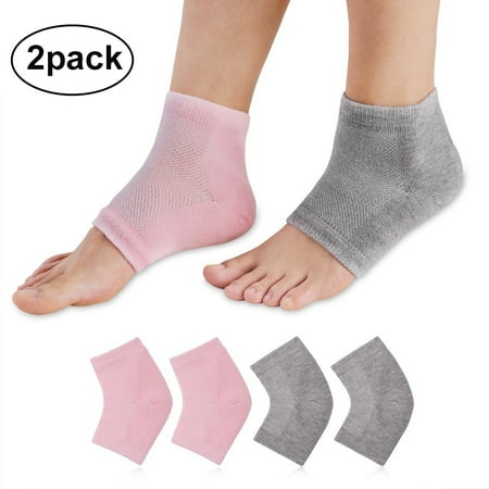 2 Pairs Vented Moisturizing Gel Heel Socks Day Night Toe Open Feet Care Sets Ultimate Treatment for Dry Hard Cracked Skin with Spa Quality Botanical