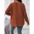 thumbnail image 3 of Women'S Plus Size Casual Knitted V-Neck Long Sleeve Sweater Orange Color XXL, 3 of 8