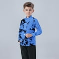 thumbnail image 5 of Boys Button Up Shirts Chest Pocket Fashion Tie-dye Long Sleeve Collared Dress Shirt for Kids Boy Girl Blouse, 12-18 Months Blue, 5 of 7