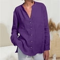 thumbnail image 2 of Womens Shirts Dress Shirts for Women Solid Color V-neck Loose Button Blouse Half Sleeve Casual Work Tunic Tops, 2 of 6