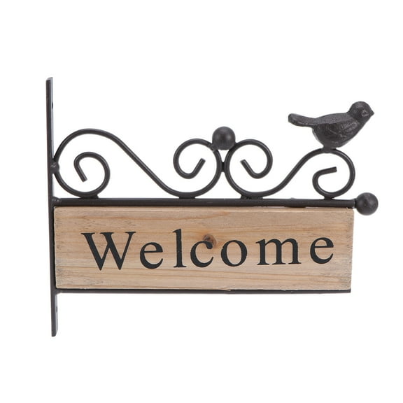 Clispeed Iron Welcome Sign Multi-Color Wooden Wall Mounted for Cafe Shop