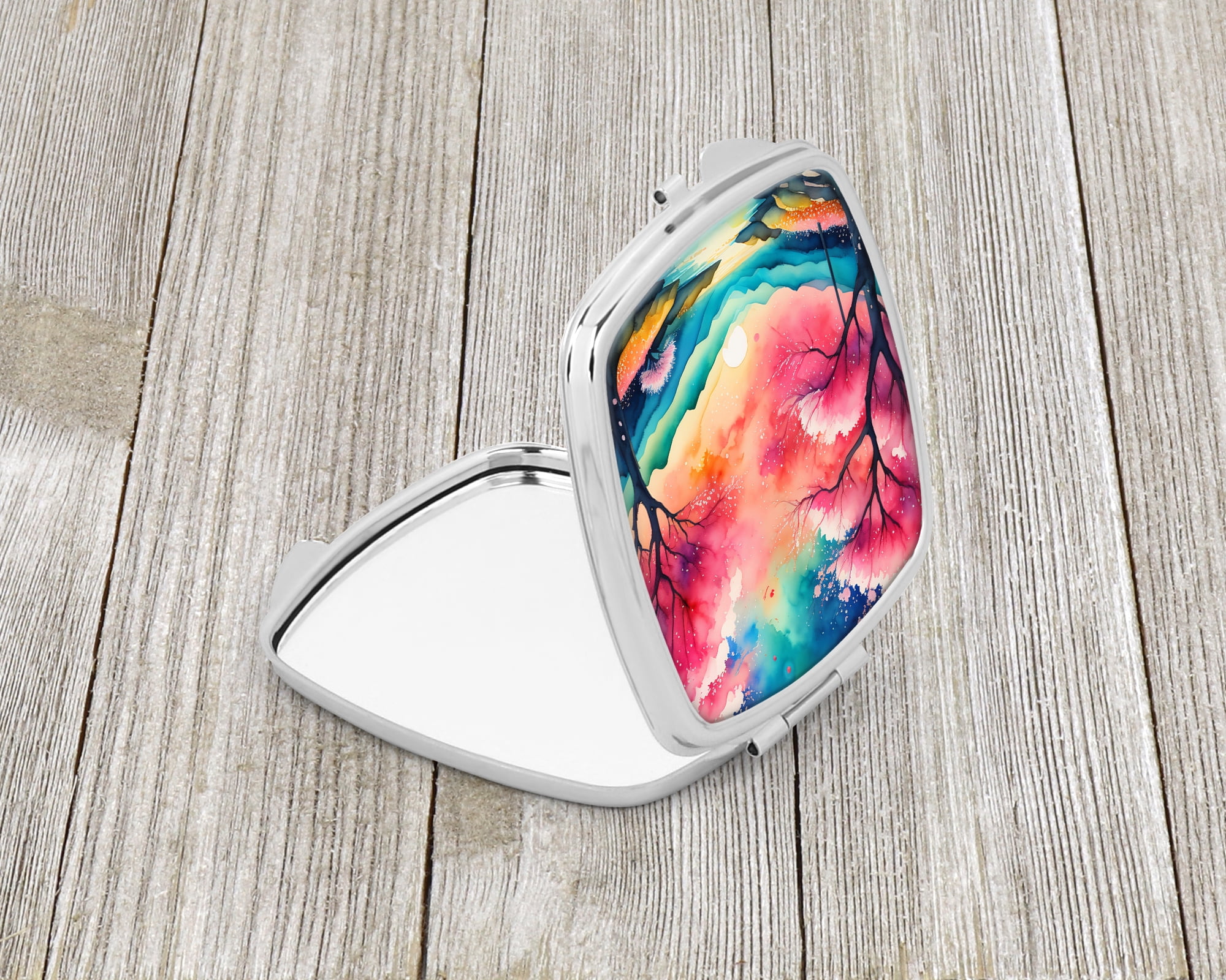 Colorful Cherry Blossoms Compact Mirror 2.75 in x 3 in