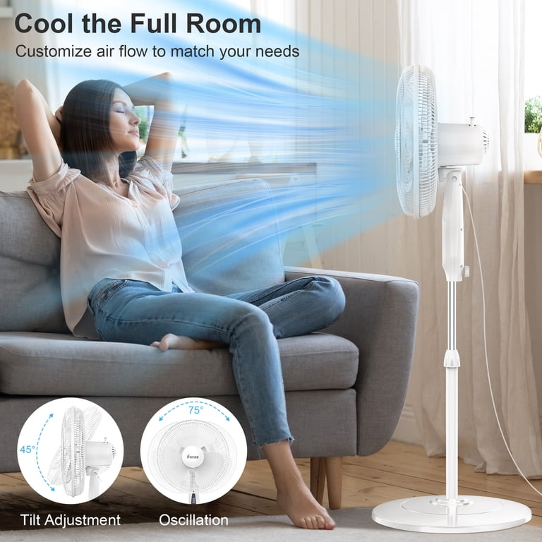 Holmes Oscillating 16 Inch Blade Whole Room Standing Fan White Holmes Oscillating 16 Inch Blade Whole Room Standing Fan White