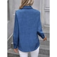 thumbnail image 6 of Button Down Shirts for Women Long Sleeve Blouse Shirts Casual Solid Office Work Tunic Top Denim Blue XL, 6 of 7