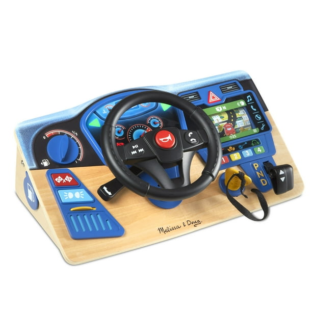 Melissa & Doug Vroom & Zoom Interactive Wooden Dashboard Steering Wheel