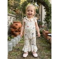 thumbnail image 4 of Cjfdfy Toddler Baby Cowgirl Fall Jumpsuit Sleeveless Bow Shoulder Animal Print Romper Bell Bottoms Toddler Rodeo Outfit Farm Clothes Little Girl Cute Farm Fall Winter Overalls, 4 of 9