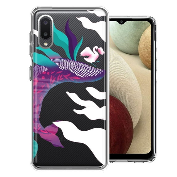 MUNDAZE For Samsung Galaxy A02 Mystic Floral Whale Design Double Layer Phone Case Cover