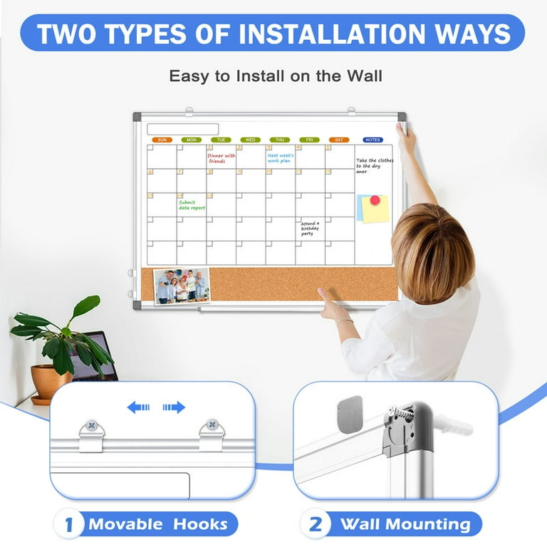 Whiteboard Calendar Whiteboard Dry Erase Cork Board Combination 36