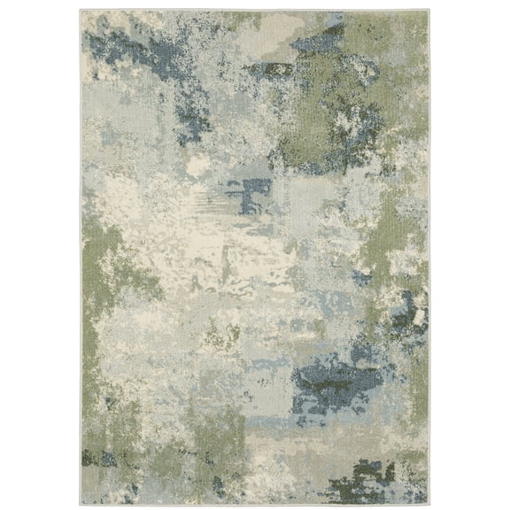Oriental Weavers Branson Area Rug - BR08A - 9'10" x 12'10" - in Blue/ Green - Modern Style, Stain Resistant, Family and Pet Friendly , Family, Dining, Living Room Rug