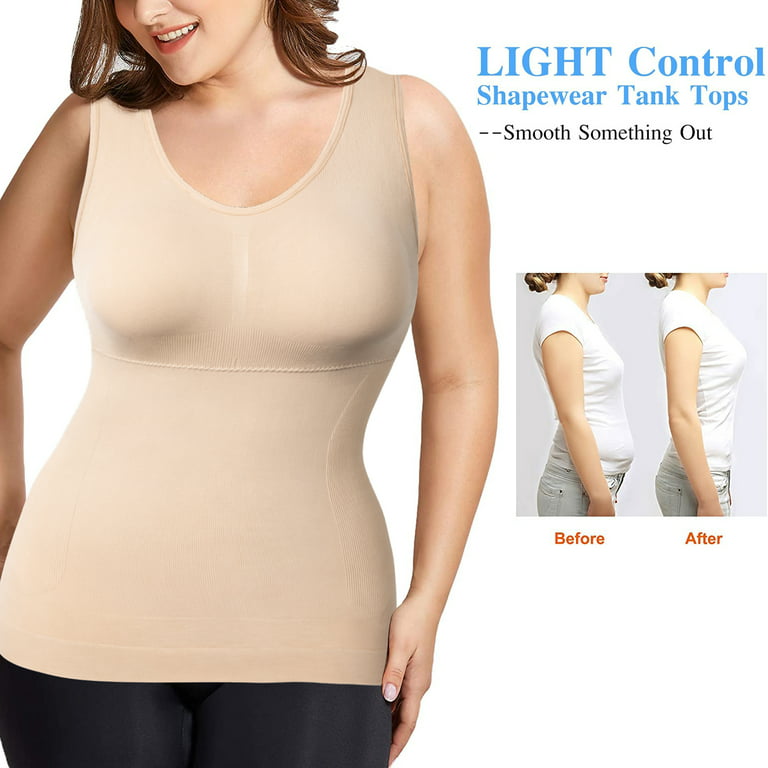Slimming Tummy Control Cami Shaper, Seamless Camisole Shapewear, Slimming  Top (White, Large)