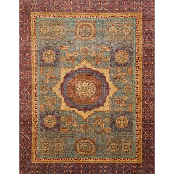 Ahgly Company Indoor Rectangle Abstract Fire Brick Red Oriental Area Rugs, 7' x 10'