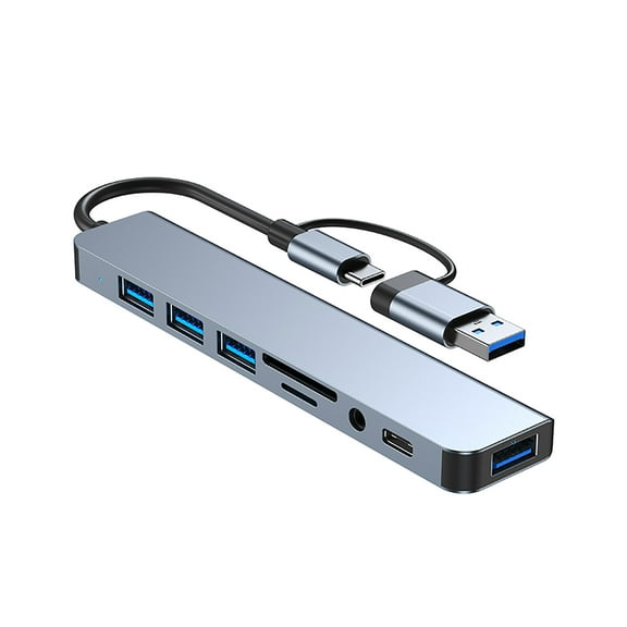 Penkiiy 8-in-1 USB C Hub , 8-in-1 USB C Multiport Adapter With 100W Power Output, 4K 60Hz Port, 10Gbps USB C And 2 USB A Data Ports, Ethernet Port, MicroSD And SD Card Reader