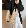 thumbnail image 4 of MMYGU Crochet Cotton Bag for Women Summer Beach Woven Handbag Fashion Bead Handmade Shoulder Bag Purse, 4 of 9