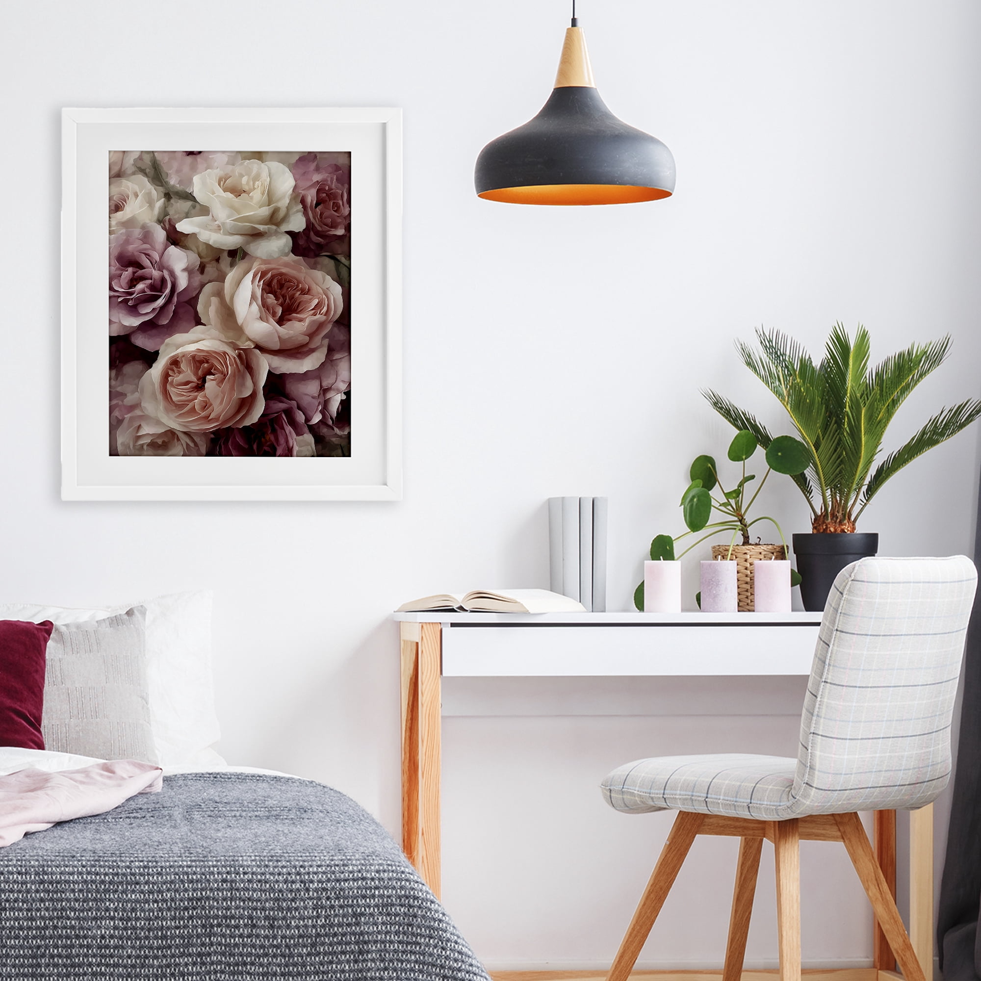 Stupell Industries Sweet Roses in Blush Pink White Framed Print Under Glass, design by Franklyn Gregory