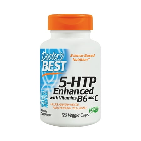 Doctor's Best 5-HTP Enhanced with Vitamins B6 and C, Non-GMO, Vegan, Gluten Free, Soy Free, 120 Veggie (Best B Vitamin Supplement For Depression)