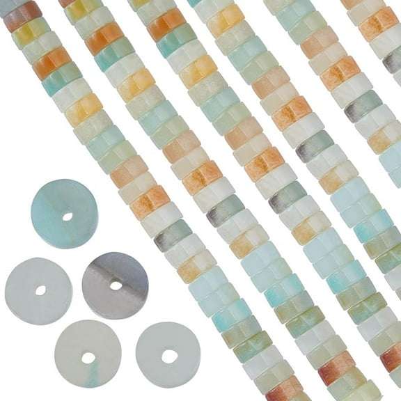 1 Box 236Pcs Flat Gemstone Beads 6mm Disc Stone Beads String Stone Heishi Beads Bulk Healing Energy Gemstones Amazonite Spacer Loose Beads