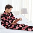 thumbnail image 4 of Salouo Hearts Print Button-Front Long Sleeve Pajama Set for Men, Soft 2Pjs Men's Long Sleeve Sleepwear -XX-Large, 4 of 7