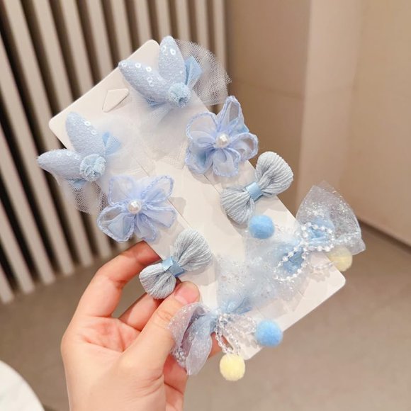 8PCS Cute and super fairy Girls bow hair clip, fabric flower hair clip, Girls duckbill clip, girls' bangs clip,1
